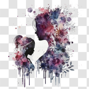 Mom And Kid
 - Abstract Watercolor Mother And Child Silhouette Transparent PNG