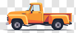 Pickup Truck - Orange Pickup Truck In Flat Cartoon Style Transparent PNG