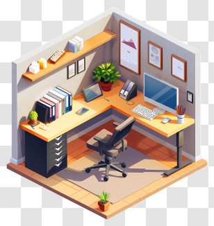 Workroom - Well-Organized Modern Office Workspace Transparent PNG