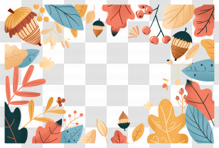 Autumn Background - Autumn Leaves And Acorns Decorative Frame Transparent PNG
