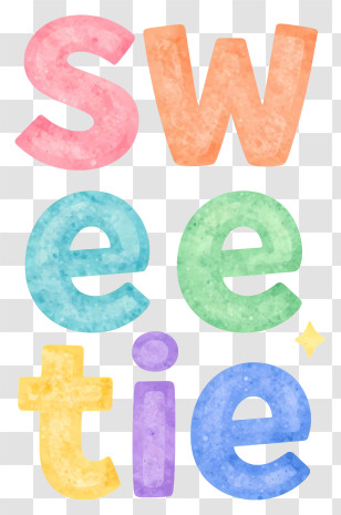 Pastel Watercolor 'Sweetie' Text Transparent PNG