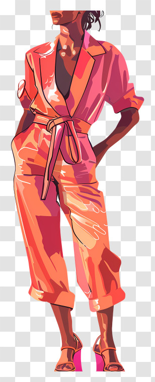 Jumpsuit - Fashion Model In Pink Outfit Transparent PNG