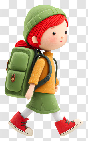 Girl Traveling With Backpack - Girl With Green Backpack On Adventure Transparent PNG