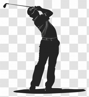 Golf Man Silhouette - Dynamic Golfer Silhouette Illustration Transparent PNG