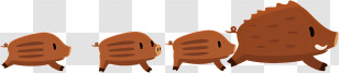 Dinosaurs - Cute Wild Boars Family Transparent PNG