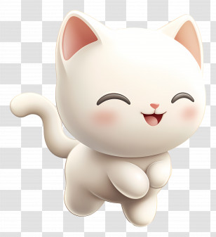 Cute Cat - Adorable White Cartoon Cat Illustration Transparent PNG