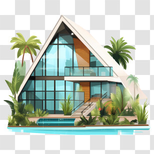 Eco House - Contemporary Triangular Villa With Pool Transparent PNG
