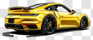Porsche 911 Turbo S - Yellow Sports Car Transparent PNG