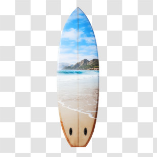 Surfing Board - Surfboard With Beautiful Beach Scene Transparent PNG