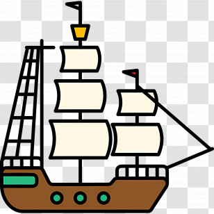 Pirate Boat - Vintage Sailing Ship Illustration Transparent PNG