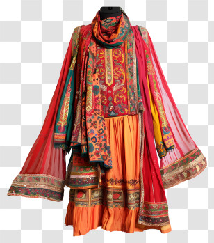 Indian Salwar Kameez - Colorful Traditional Dress With Ethnic Patterns Transparent PNG