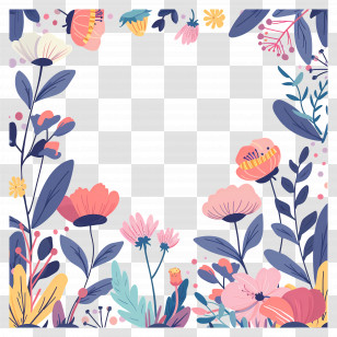 Flower Frame - Floral Decorative Border Illustration Transparent PNG