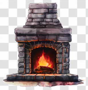 Fireplace - Stone Fireplace With Burning Flame Transparent PNG