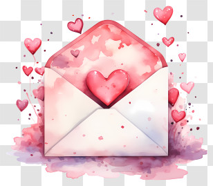 Envelope - Romantic Love Letter Illustration With Hearts Transparent PNG