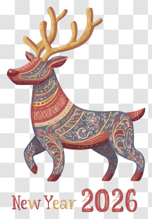 New Year 2026 - Colorful Deer For New Year 2026 Transparent PNG
