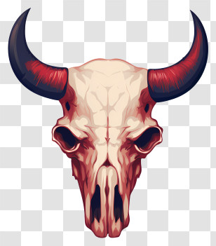 Bull Skull - Horned Skull With Detailed Illustration Transparent PNG