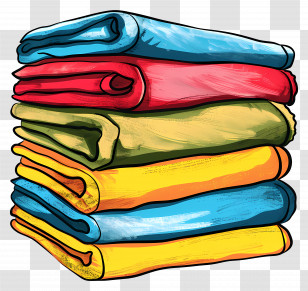 Towel Day - Illustration Of Stacked Colorful Towels Transparent PNG