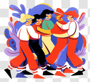 Oil Painting - Colorful Dancing Group Illustration Transparent PNG