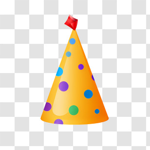 Birthday Hat - Yellow Party Hat With Polka Dots Transparent PNG