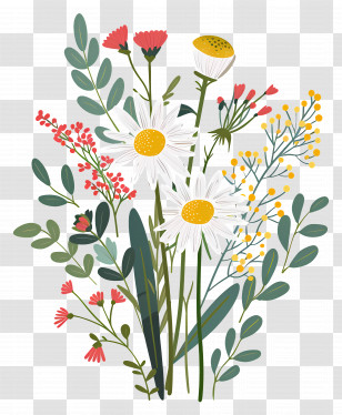 Daisy Flowers - Colorful Mixed Flower Bouquet Transparent PNG