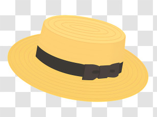 Fashion - Yellow Hat With Black Ribbon Transparent PNG
