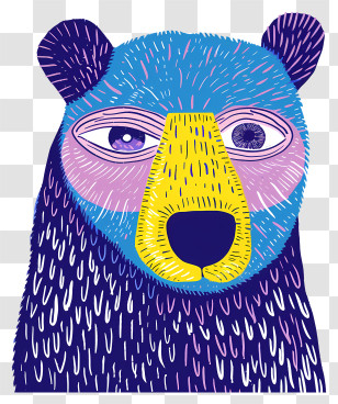 Blue Bear - Colorful Abstract Bear Illustration Transparent PNG