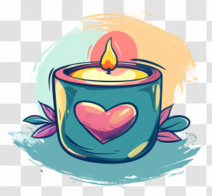 Aroma Candle - Candle With Heart Symbol Transparent PNG