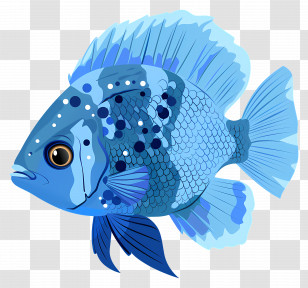 Fish - Blue Fish With Intricate Patterned Scales Transparent PNG