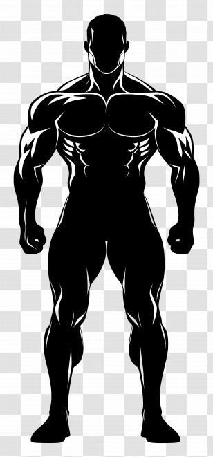 Strong Man Silhouette - Strong Male Silhouette Illustrating Muscles Transparent PNG