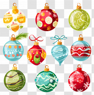 Christmas Glass Balls - Assorted Festive Christmas Ornaments Transparent PNG