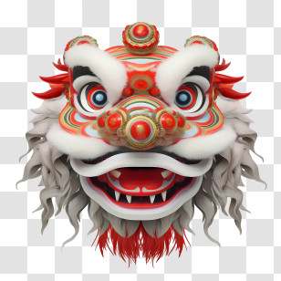 Chinese Lion Dance Head - Traditional Chinese Dragon Mask Illustration Transparent PNG