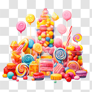Candy Day - Colorful Candy Assortment With Lollipops And Sweets Transparent PNG