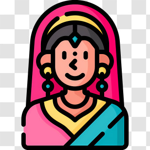 Hindu Wedding Icon - Traditional Woman Art In Cartoon Stylization Transparent PNG