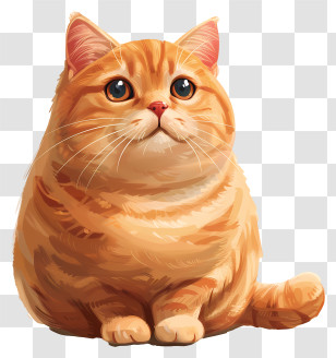 Ginger Cat - Adorable Orange Chubby Cat Sitting Transparent PNG