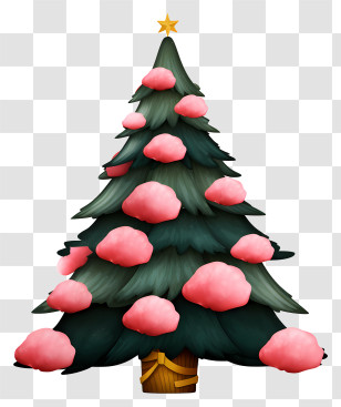Christmas Tree - Christmas Tree With Pink Decorations Transparent PNG