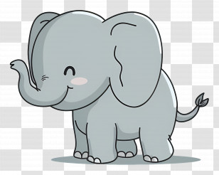 Elephant - Cute Gray Elephant Cartoon Illustration Transparent PNG