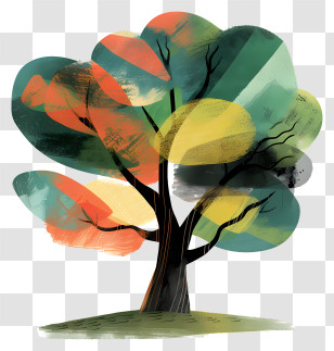 Whimsical Tree - Abstract Tree Illustration With Stunning Colors Transparent PNG