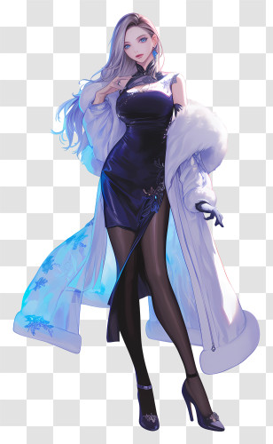 Anime Girl Elegant - Elegant Woman In A Black Dress Transparent PNG