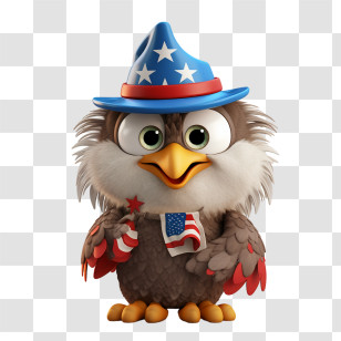 Us Independence Day
 - Cartoon Bald Eagle With American Flag Transparent PNG