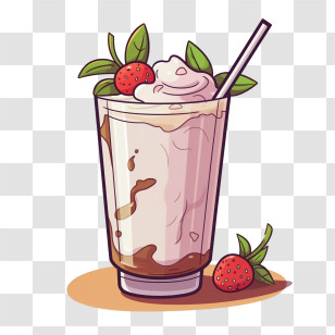 Milkshake - Strawberry Milkshake With Fresh Berries Transparent PNG