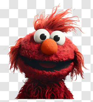 Elmo - Furry Red Cartoon Character With Big Eyes Transparent PNG