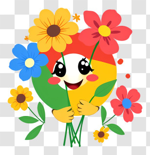Google Logo With Flowers - Flower Character With Colorful Blooms Transparent PNG