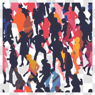 Crowd Party Silhouette - Colorful Crowd Of People Transparent PNG