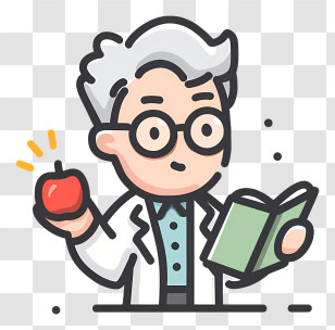 Education Icon - Scientist With Apple Illustration Transparent PNG