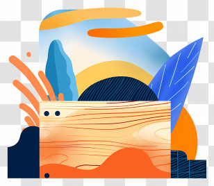 Cargo Wooden Box - Colorful Abstract Art With Geometric Shapes Transparent PNG