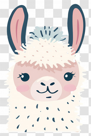 Alpaca Face - Cute Llama Face Illustration Transparent PNG