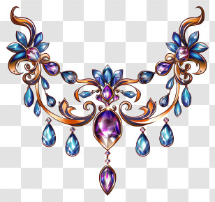 Jewel Day - Ornate Jeweled Necklace With Floral Elegance Transparent PNG