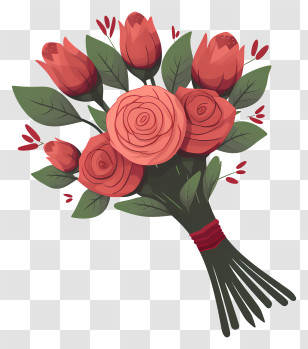Red Roses - Beautiful Red Flower Bouquet Illustration Transparent PNG