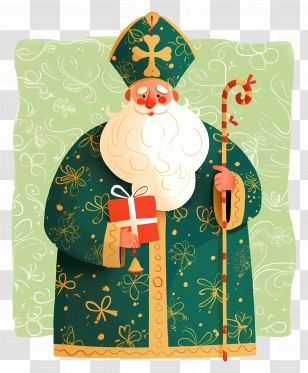 Saint Nicholas Day - Saint Nicholas With Green Robe Transparent PNG