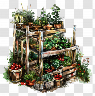 Terrace Agriculture - Lush Garden With Vegetables Transparent PNG